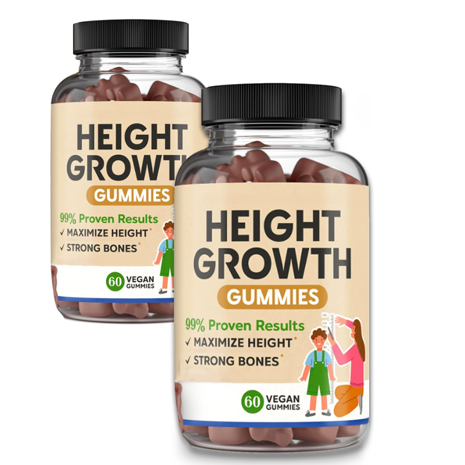 2PCS-Height Growth Gummies-Healthy Formula-Multivitamins-Promote Growth-Suitable for Any Age-Maximize Height