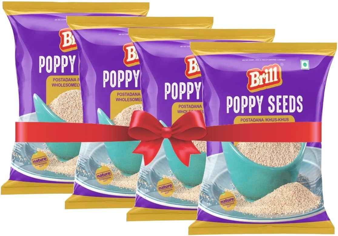 Brill Poppy Seeds (Khus-Khus) 400g | Pack of 4 (100g x 4) | A Grade Poppy Seed | Khus Khus Dana | Posta Dana for Eating | 100% Natural | No Additives