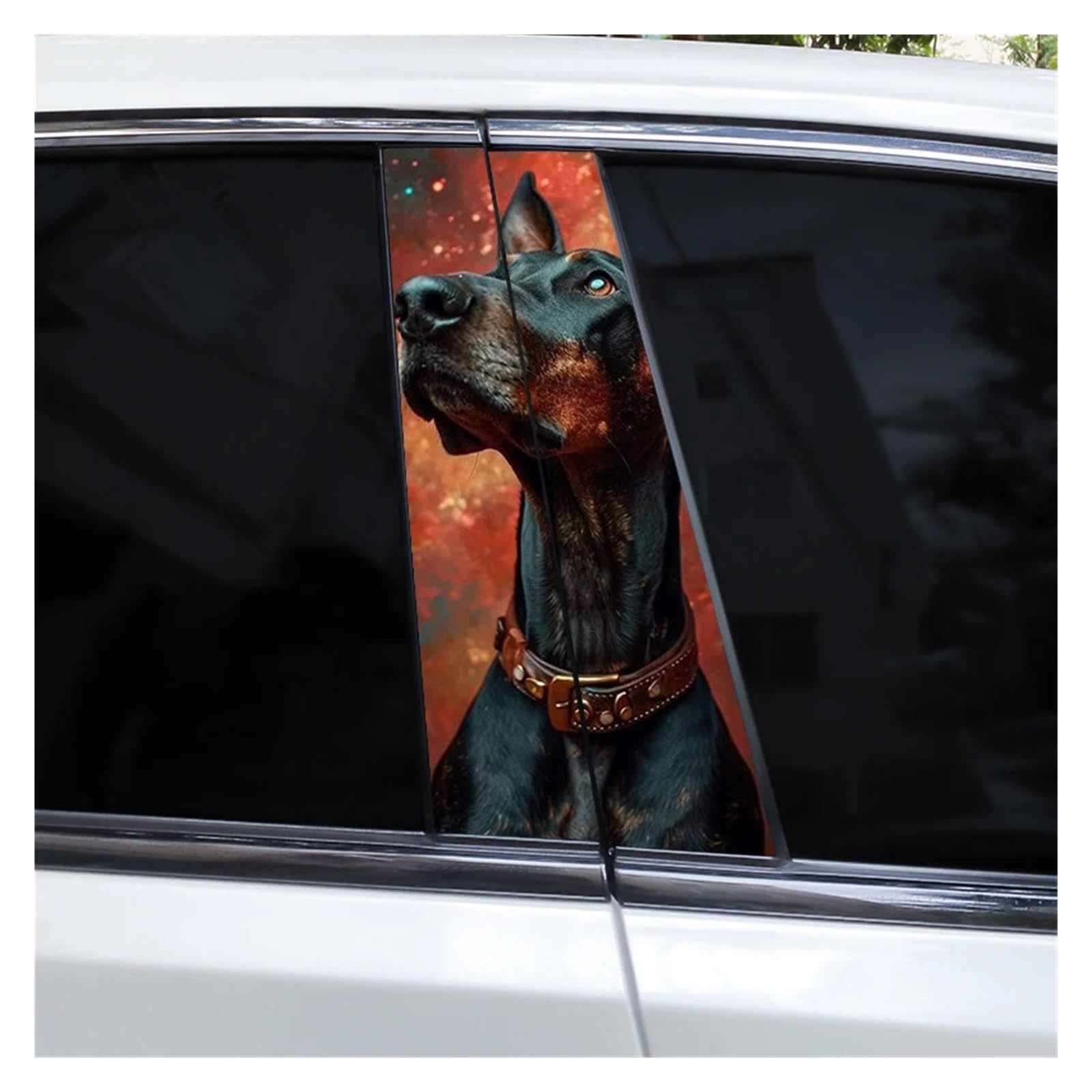 2-Pack Cartoon Dog Car B-Pillar Stickers, Waterproof Vinyl Decals for Vehicle Window Pillars, Universal Exterior Auto Decorations(C-Style-1)