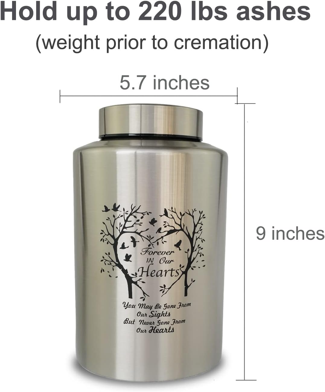 220 lbs Large Urns for Adult Male Female Ashes, Decorative Funeral Cremation Keepsake Memorial Urn for Human Women Man Mom Dad Ashes(Tree of Love) - Image 6