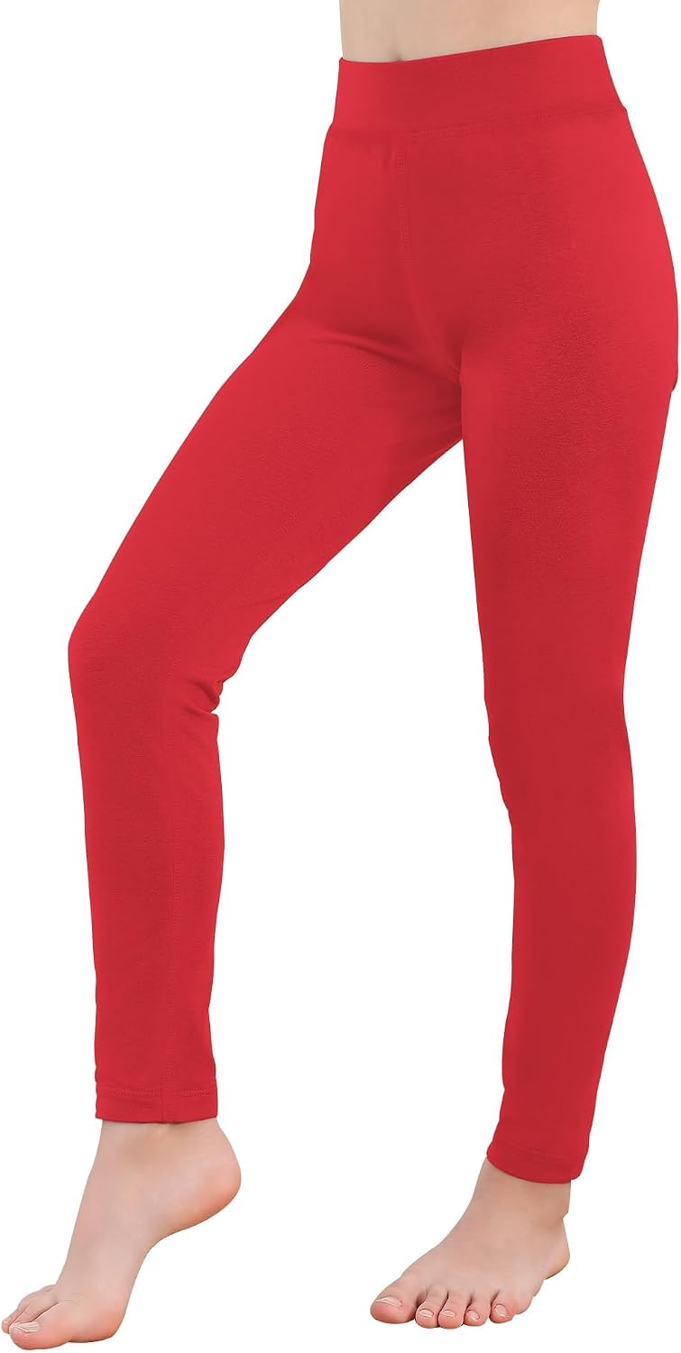 QBK Girls'Cotton Leggings 2T 3T 4T 5T to 14 Years Soft Footless Tights