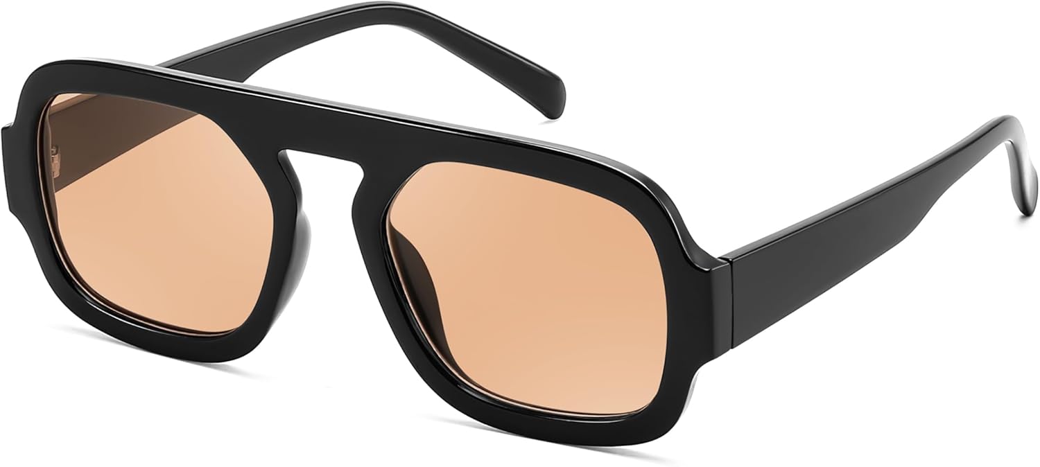 FEISEDY Retro Square Aviator Sunglasses Women Men 70s Vintage Trendy Plastic Frame Sun Glasses B4158