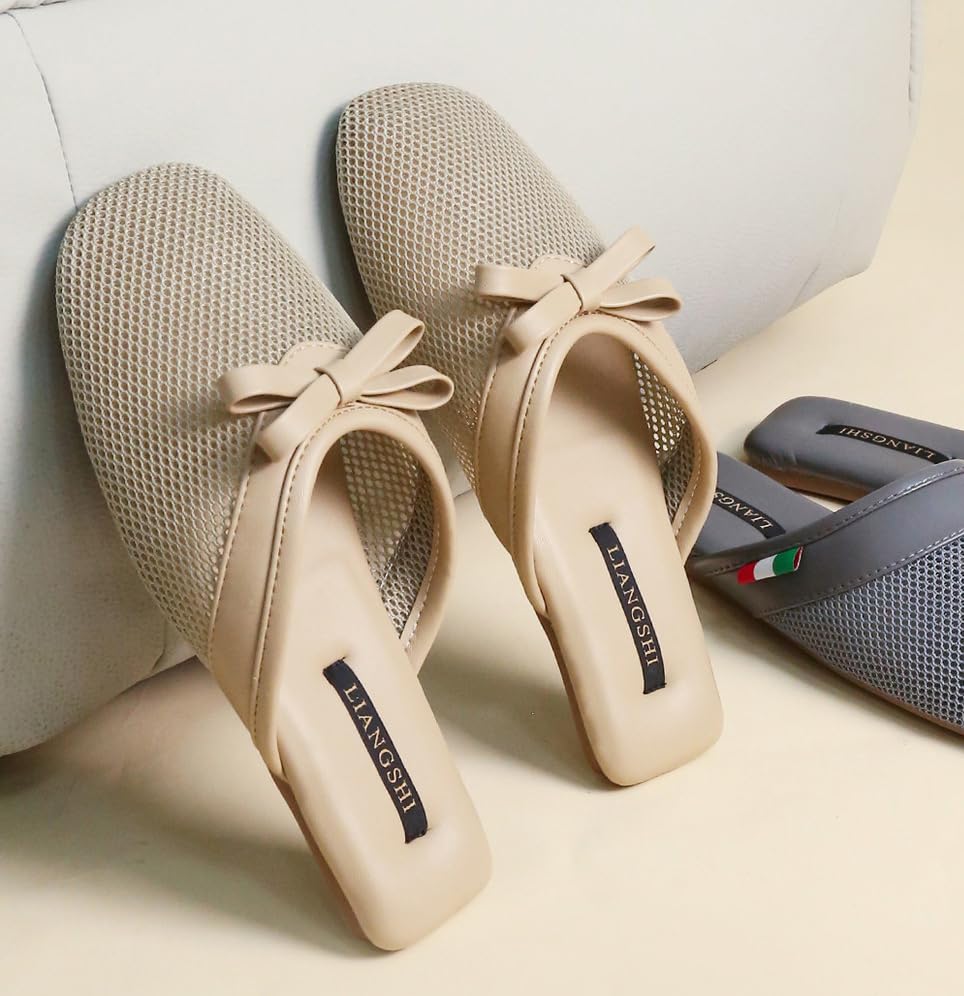 Mesh Slippers for Women High Class Luxurious Mesh Sandals Casual Slingback Flats Lightweight Mules 6