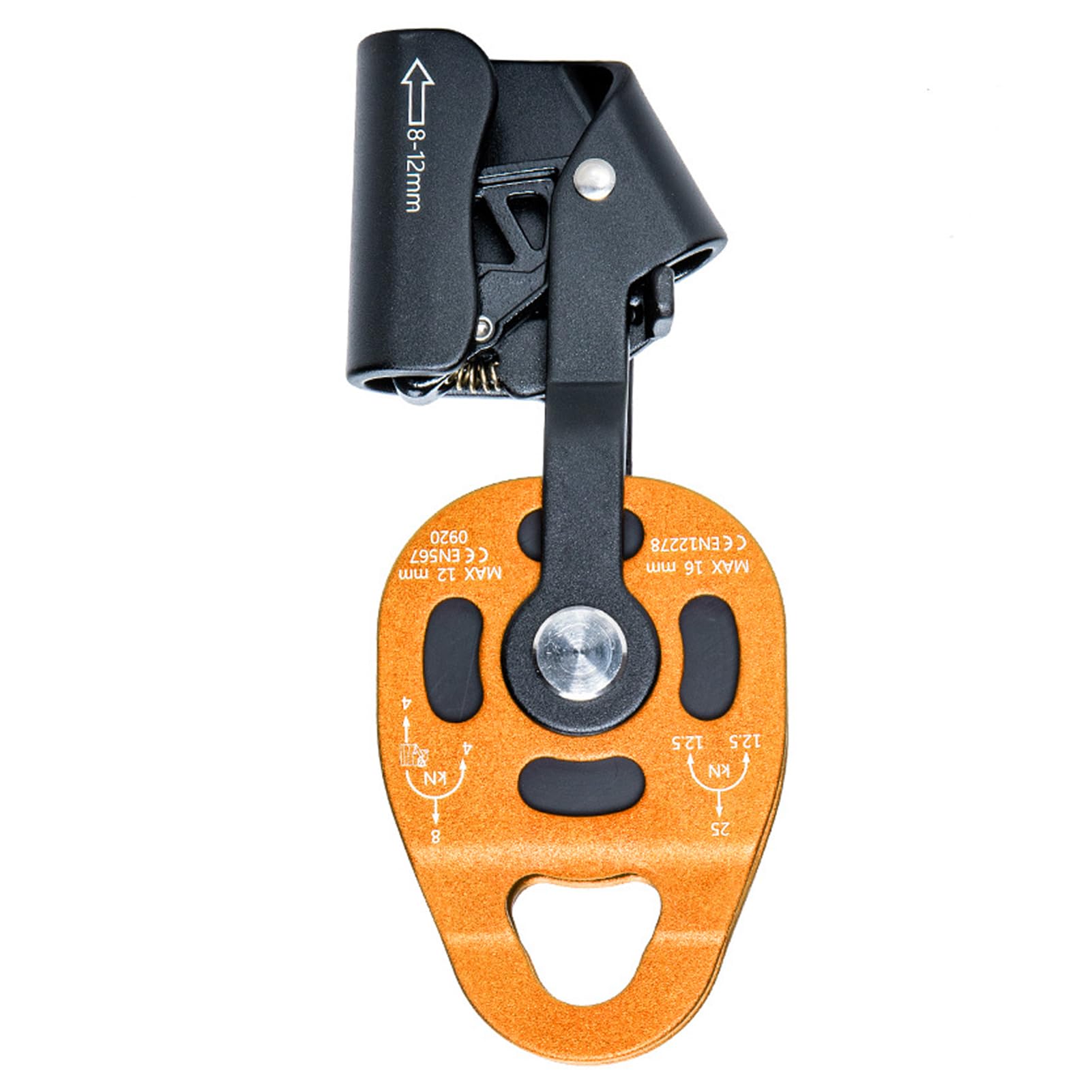 Polea Elevadora Pesada para Rescate de Elevación de Escalada-Rueda Giratoria única 4KN para Montañismo-Adecuada Cuerda 8-12mm (Oro)