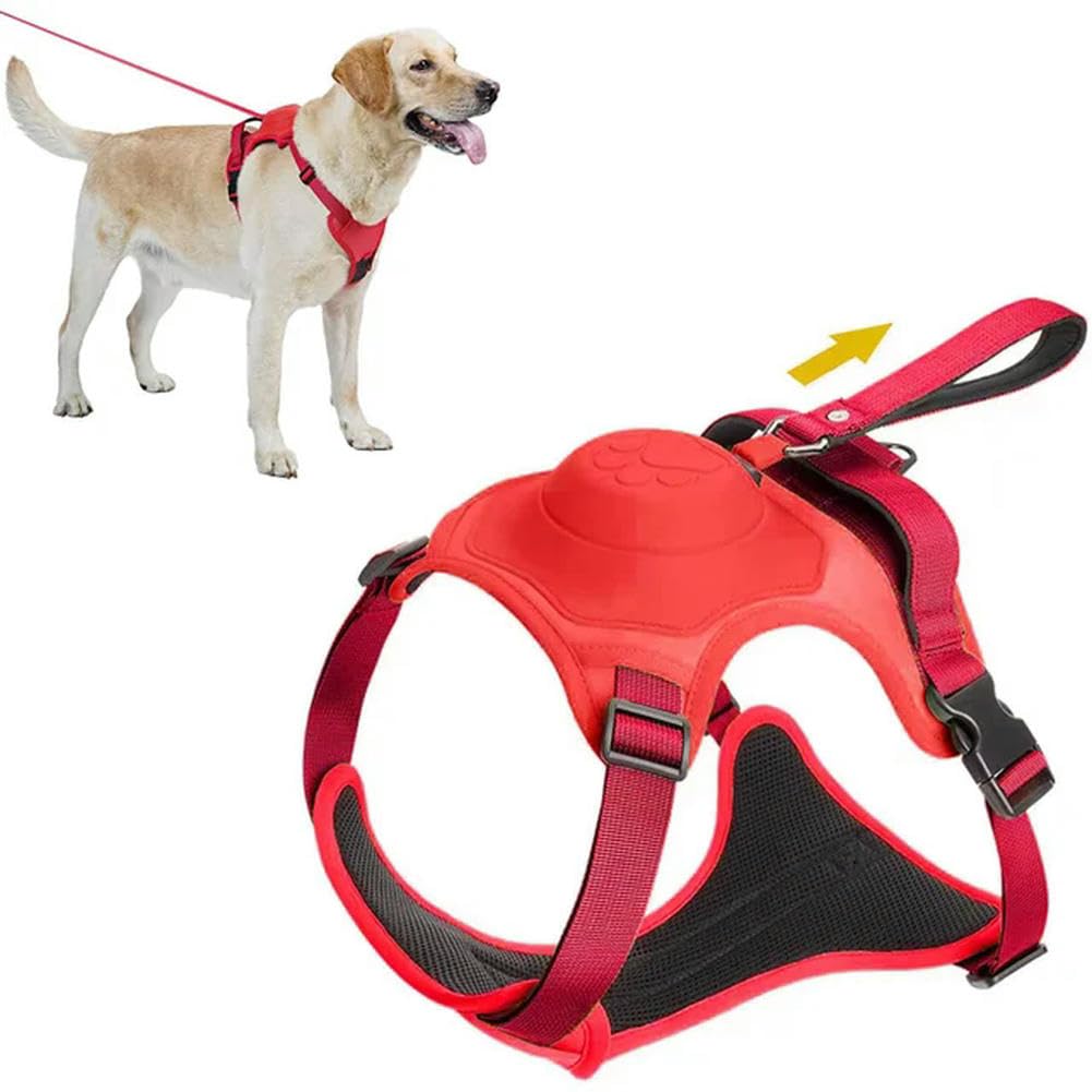 umsl AMOBOX Harnais Anti-Traction pour Chiens de Taille Moyenne avec Laisse rétractable intégrée, Harnais Robuste à Clip Avant