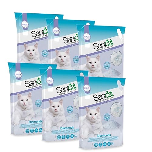 Sanicat 6 con rebanadas de Silicio para Gatos Gato Arena Absorbente 5LT Diamonds 30 L