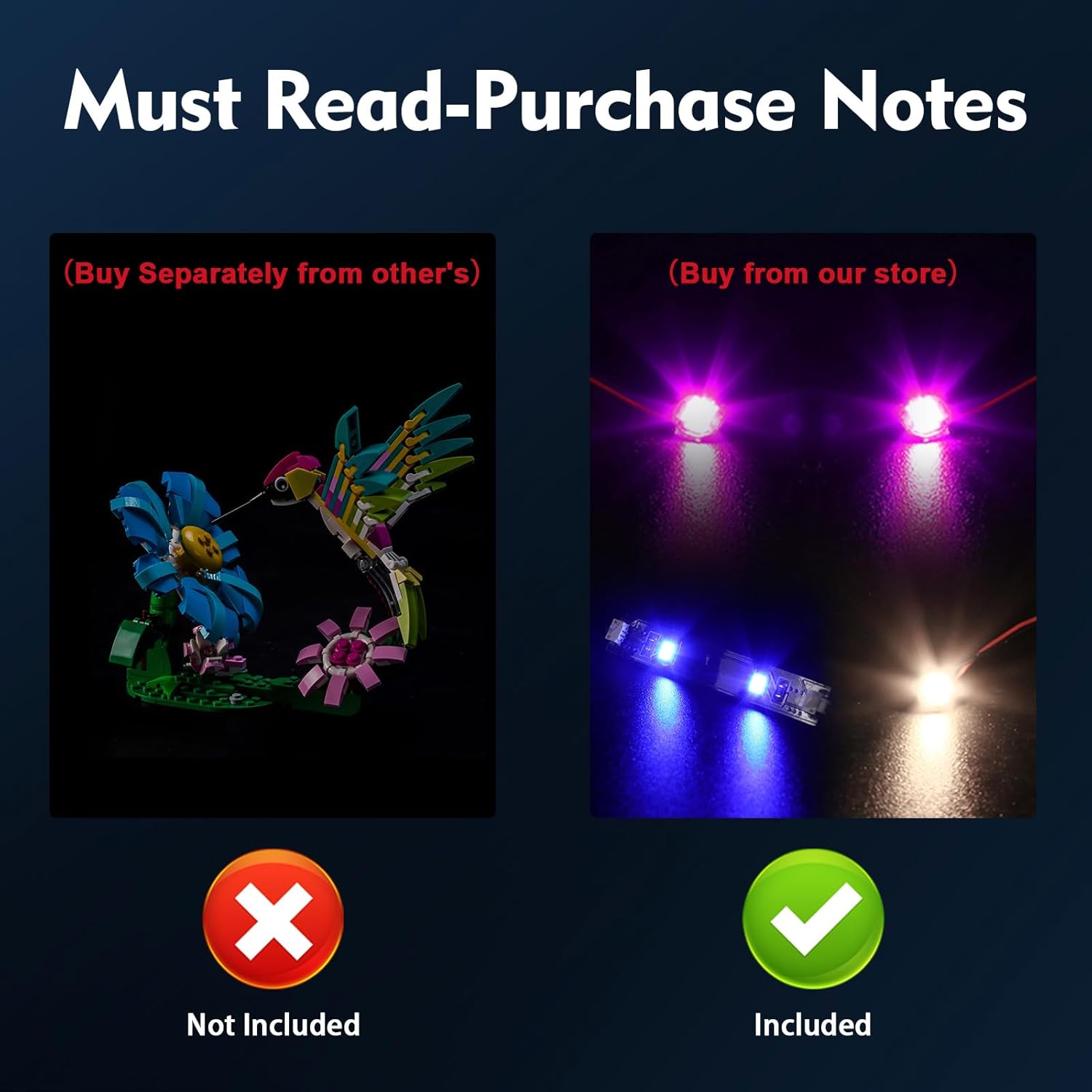 BrickBling LED Light Only, Compatible with Lego Creator 3 in 1 Wild Animals: Colorful Hummingbird 31384-Not Come with Model