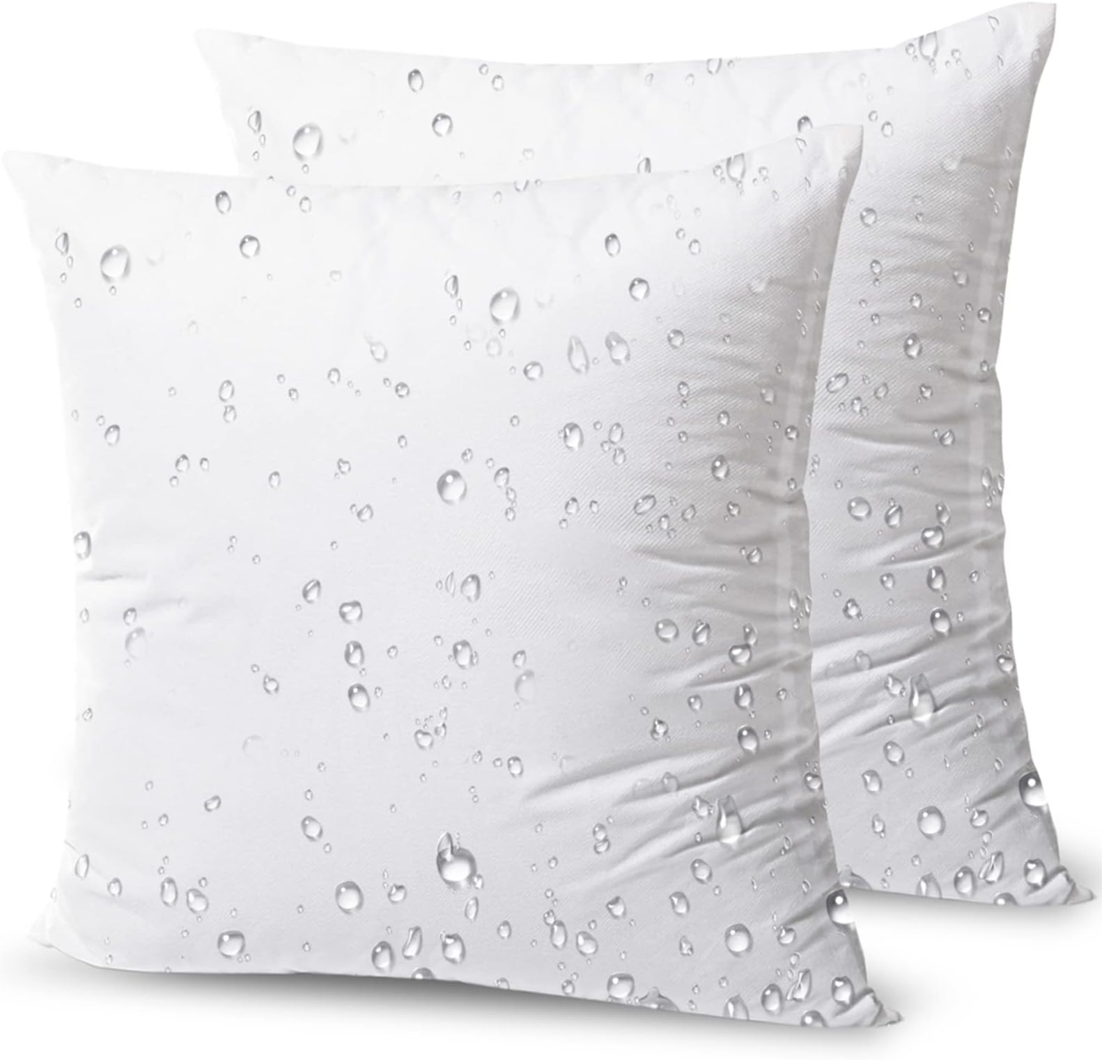 Phantoscope Outdoor Pillow Inserts - Square Form Water Resistant Microfiber Throw Pillows, Couch Sham Cushion Stuffer 20 x 20 inches, 2 Count