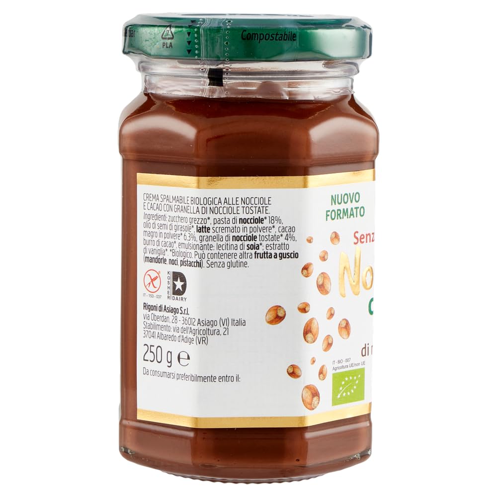 Italian Gourmet Nocciolata Crunchy crema nocciole Nuss-Aufstrich 12 x 250g | Ohne Palmöl, knusprige Stückchen mit Nougatnote; dolce spalmabile per, Gesamtnettogewicht 3 kg + Kostenlos Polpa 400g