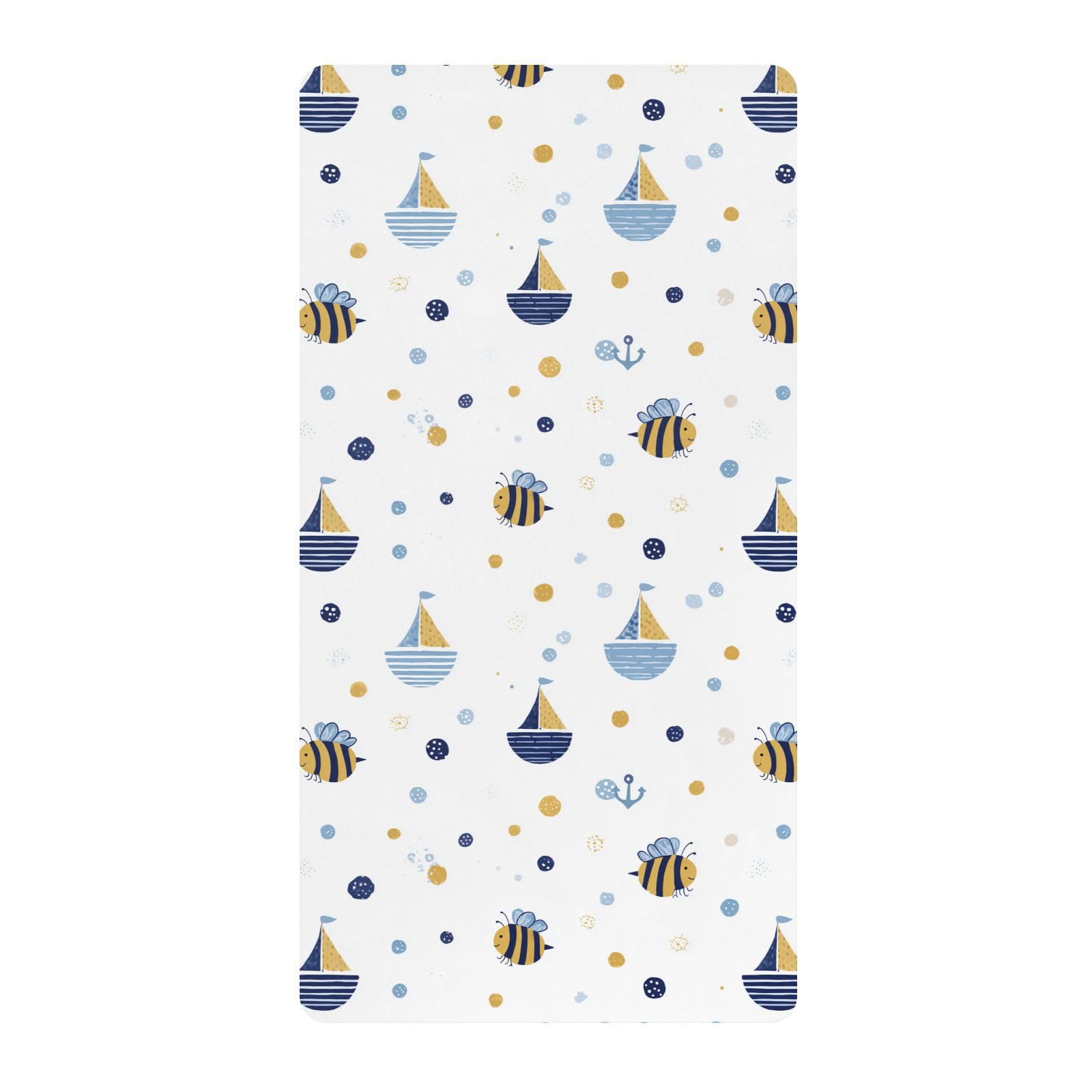 Funny Ocean Bee Lenzuola bianche per culla per neonati e ragazze in cotone morbido traspirante biancheria da letto per bambini per asilo nido, 1 confezione per corral de
