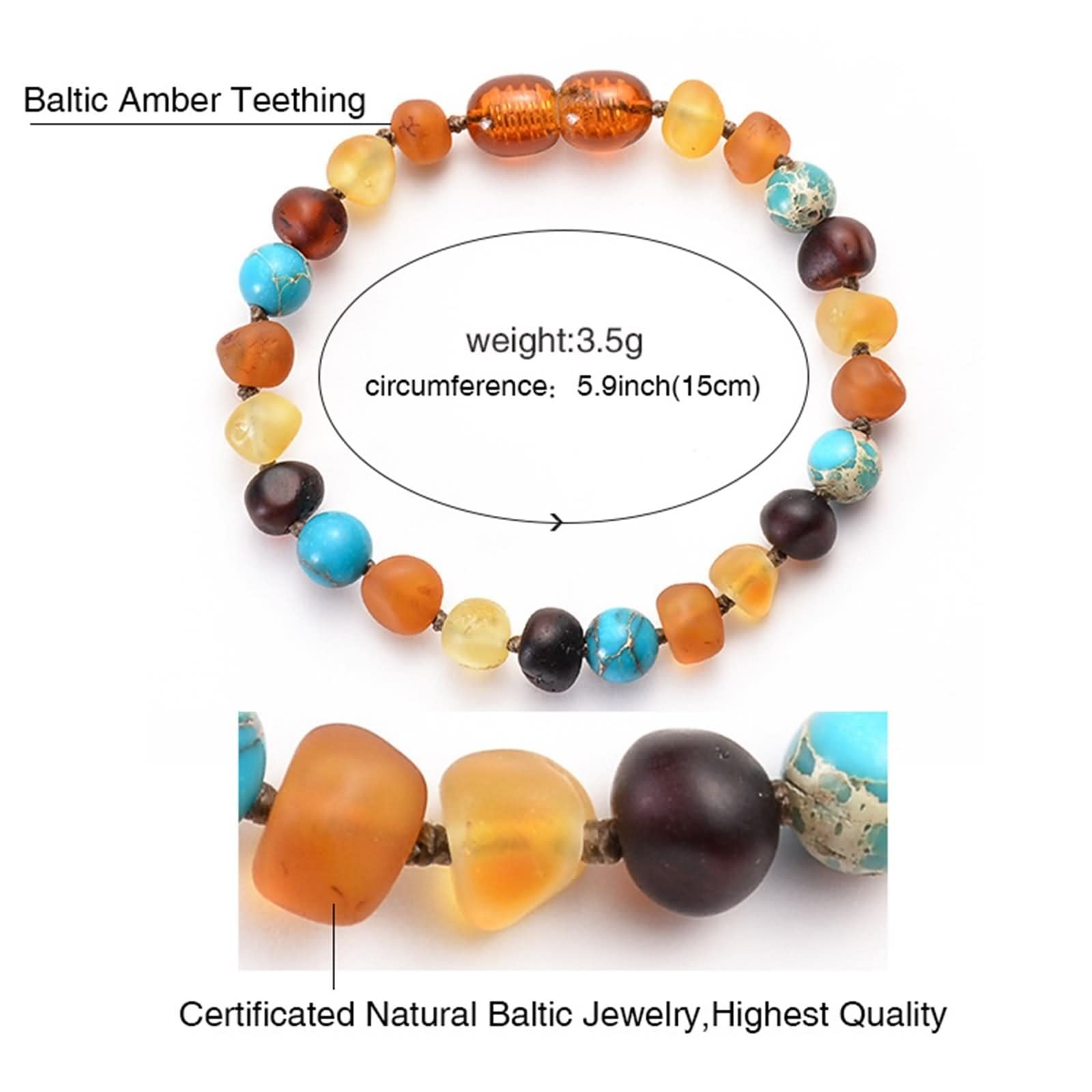 Perlenarmband Set, Freundschaftsarmbänder Natürlicher Bernstein Geschenk Vatertag