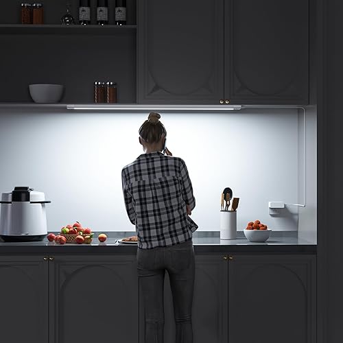 Miniatura 6 de WOBANE Iluminación debajo del gabinete, barra de luz LED enchufable de 24 pulgadas, activada por ondas manuales, regulable sin contacto para