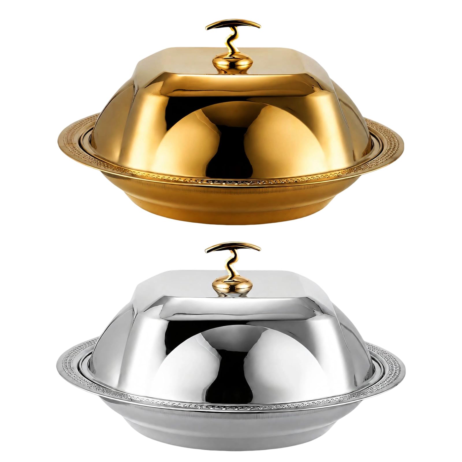 Buffet Präsentationstablett mit Edelstahlabdeckung, Gold 40CM