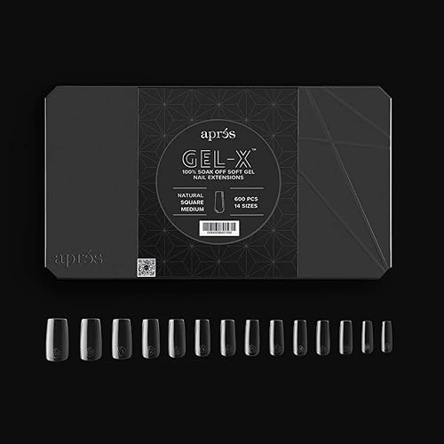 Miniatura 3 de Apres Nail Gel-X - Caja mediana cuadrada natural de puntas  600 puntas Gel-X, calidad premium, 14 tamaños 00-9  Tamaños medios incluidos