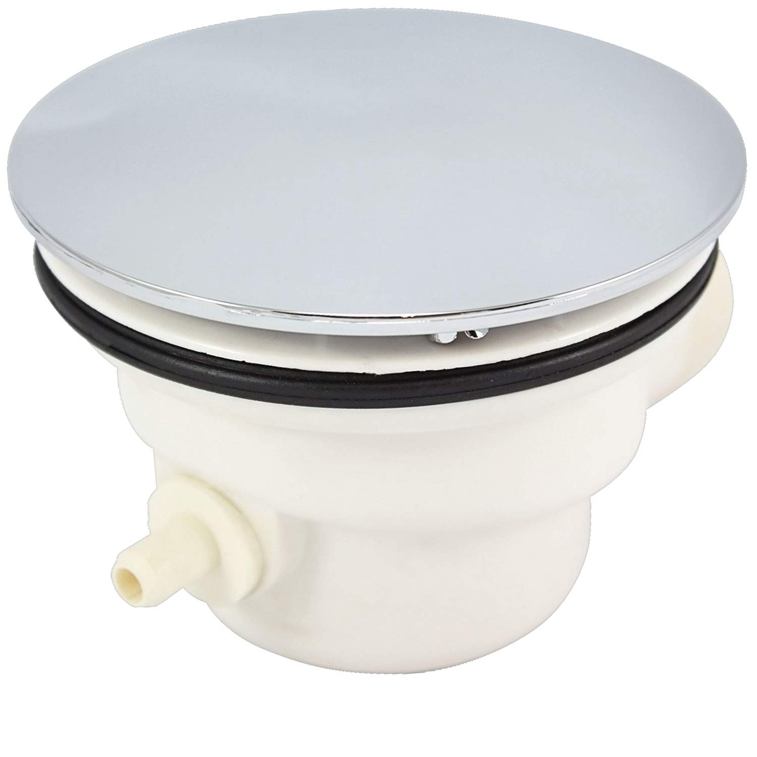 Desagüe de ducha de plástico cromado con espiga adaptadora y tubo de vapor - 85 mm