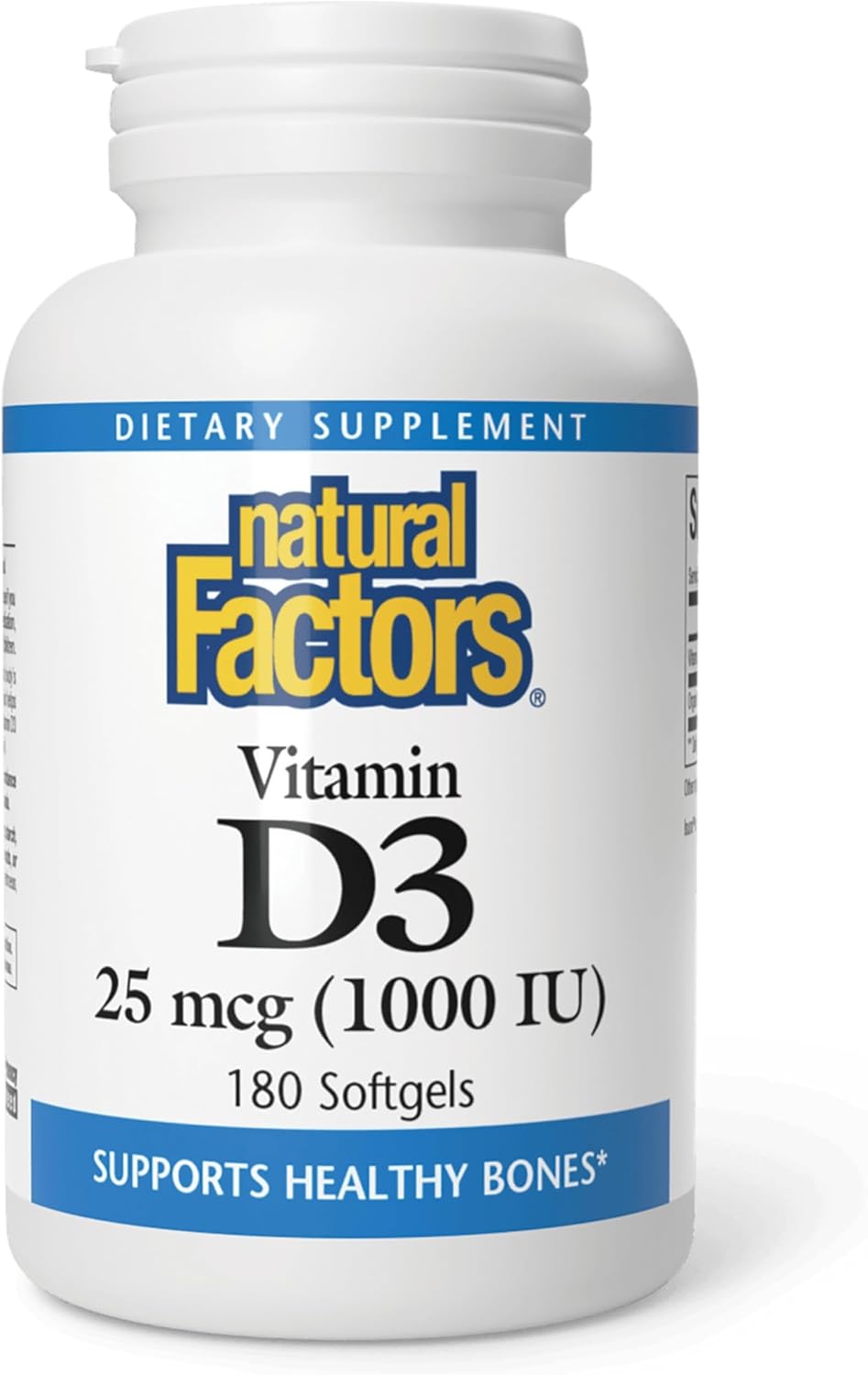 Natural Factors, Vitamin D3 1000 IU (25 mcg), Supports Strong Bones, Muscles and Immune Function, 180 Tablets Natural Factors, Vitamin D3 1000 IU (25 mcg), Supports Strong Bones, Muscles and Immune Function, 180 Tablets
