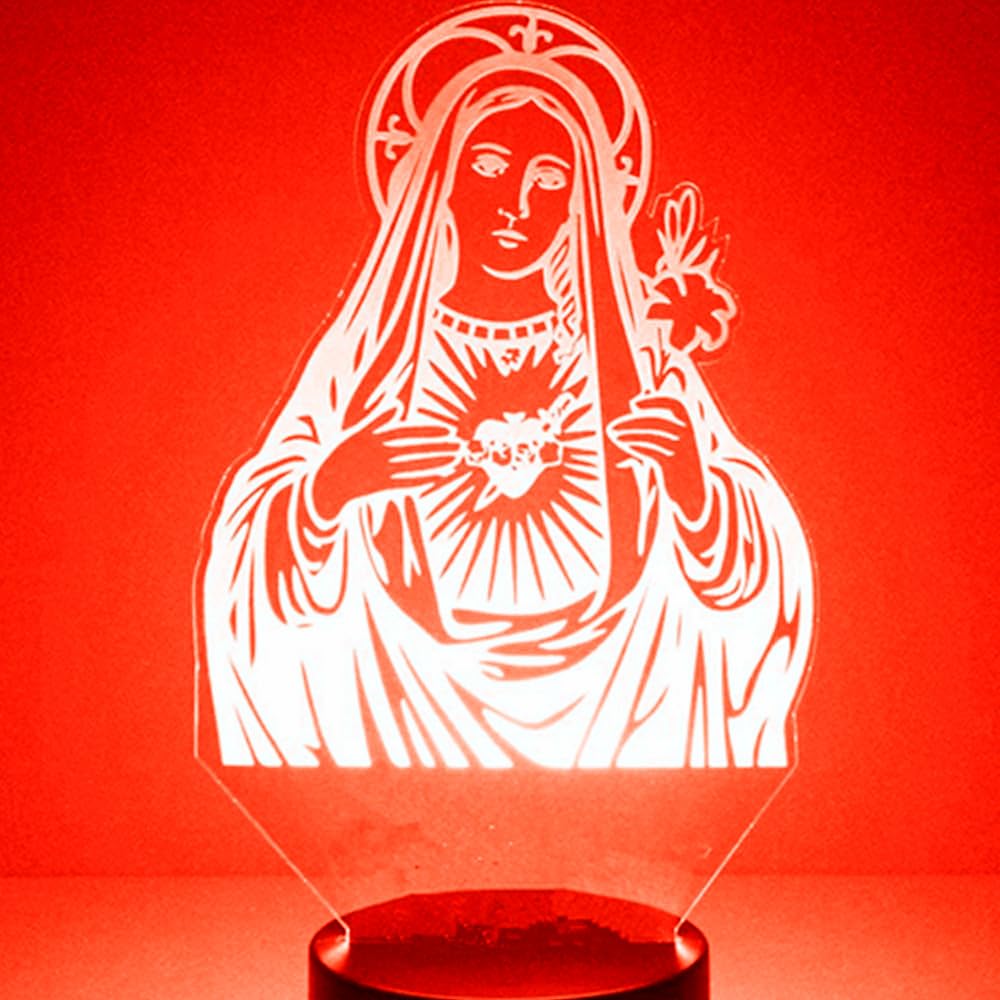 Luce Notturna 3D Vergine Maria - LED 16 Colori Con Telecomando