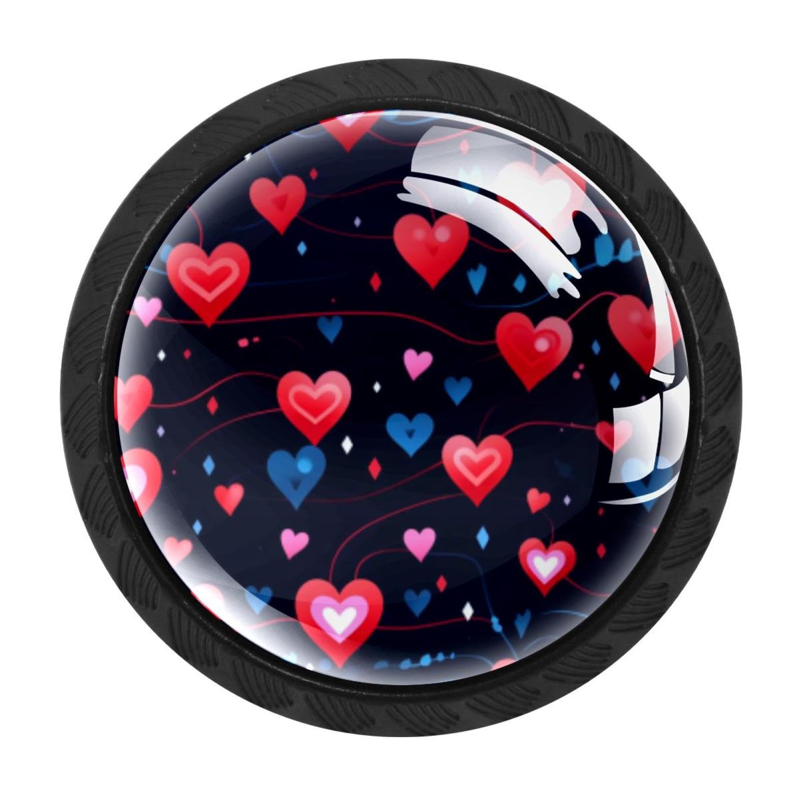 Chenzzzz Multicolored 08 4 Pcs Valentine's Day Love Heartbeat Crystal Glass Cabinet Knob Drawer Pull Handle For Kitchen Cupboard Dresser Wardrobe Etc