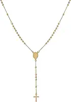 Terço Feminino de Pescoço 50 cm Aço inoxidável 316l Cores Dourado Prata Medalha de São Bento Hipoalérgico Não Escurece Antialérgico