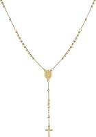Terço Feminino de Pescoço 50 cm Aço inoxidável 316l Cores Dourado Prata Medalha de São Bento Hipoalérgico Não Escurece Antialérgico
