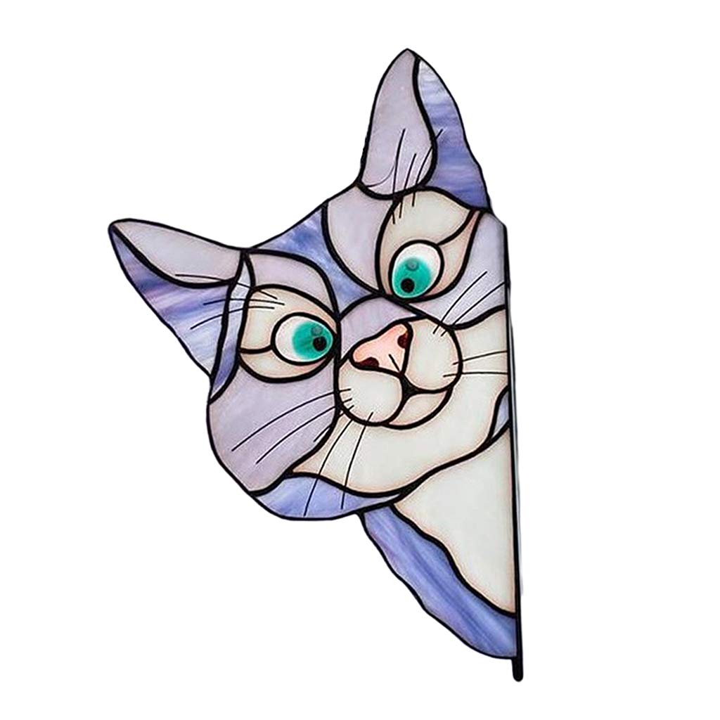 Peeking Cat Stained Glass Suncatcher Lover Gift Window Hanging | Suncatchers & Mobiles| Home D?A©cor |Home Garden-image-27