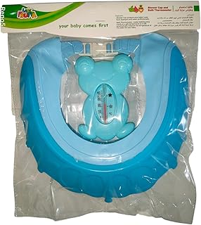 طاقية استحمام الطفل قابلة للتعديل من البلاستيك الناعم للحماية (عبوة من العبوة) مع قناع حماية للاستحمام للرضع والأطفال الصغار من لافروتا