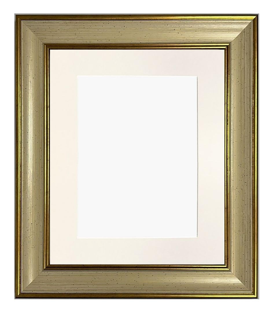 Frames By Post Ivory Mount Scandi Cream & Gold Picture Photo Frame With A1 Image Size A2