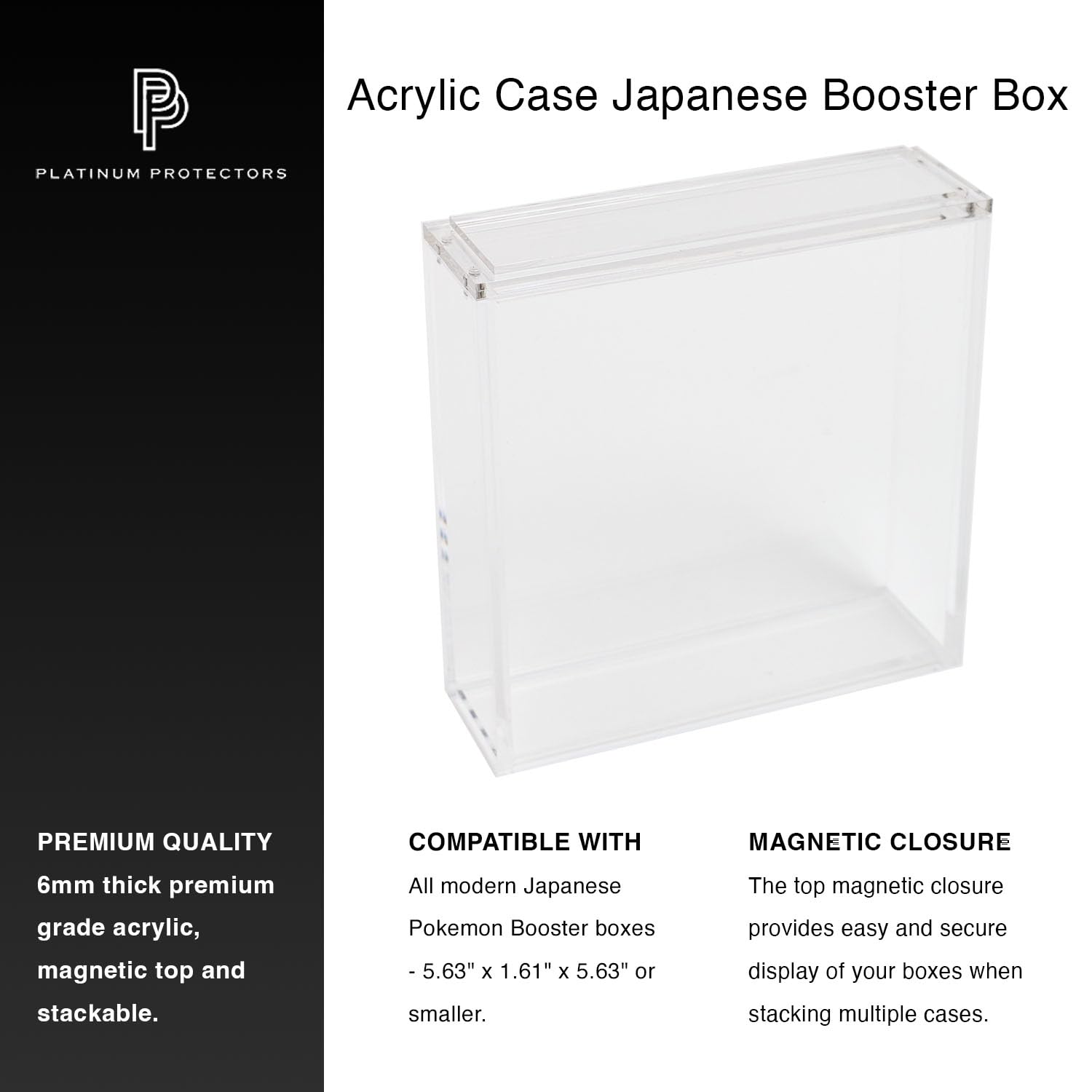 Amazon.com: Platinum Protectors Acrylic Display Case for Pokemon Japanese  Booster Box Premium Magnetic Top Stackable 6mm : Toys & Games