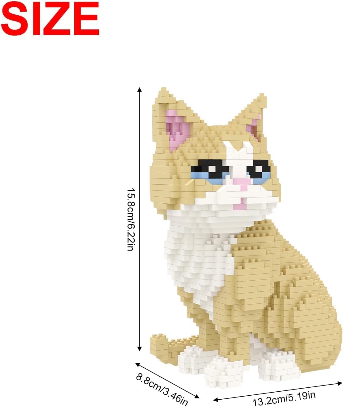 Larcele Cat Micro Building Blocks Animal Set, DIY Mini 3D Building Toy Bricks Kit,924 Pieces KLJM-05 (Golden Shorthair)