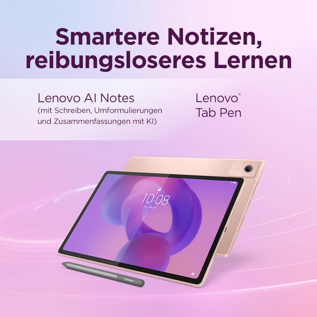 Lenovo Idea Tab Plus Tablet | 12.1" 2.5K LCD Display | 16:10 | MediaTek Dimensity 6400 | Integrated Arm Mali-G57 Grafik | 8GB RAM | 128 GB Speicher | Android 15 | Sand Rose Farbe | inkl. Lenovo Pen