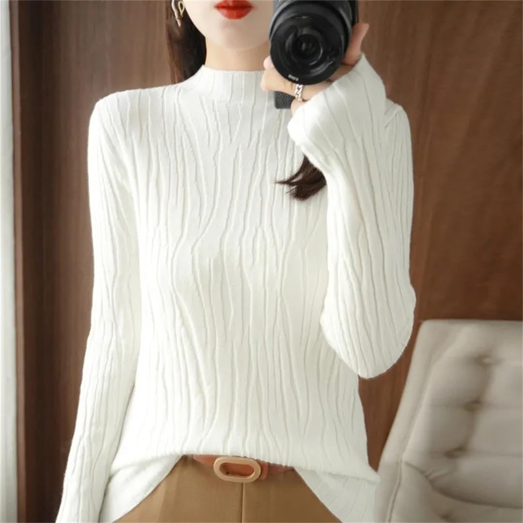 Jesienno-zimowy jednolity sweter damski topy z długim rękawem golf casual slim damski sweter