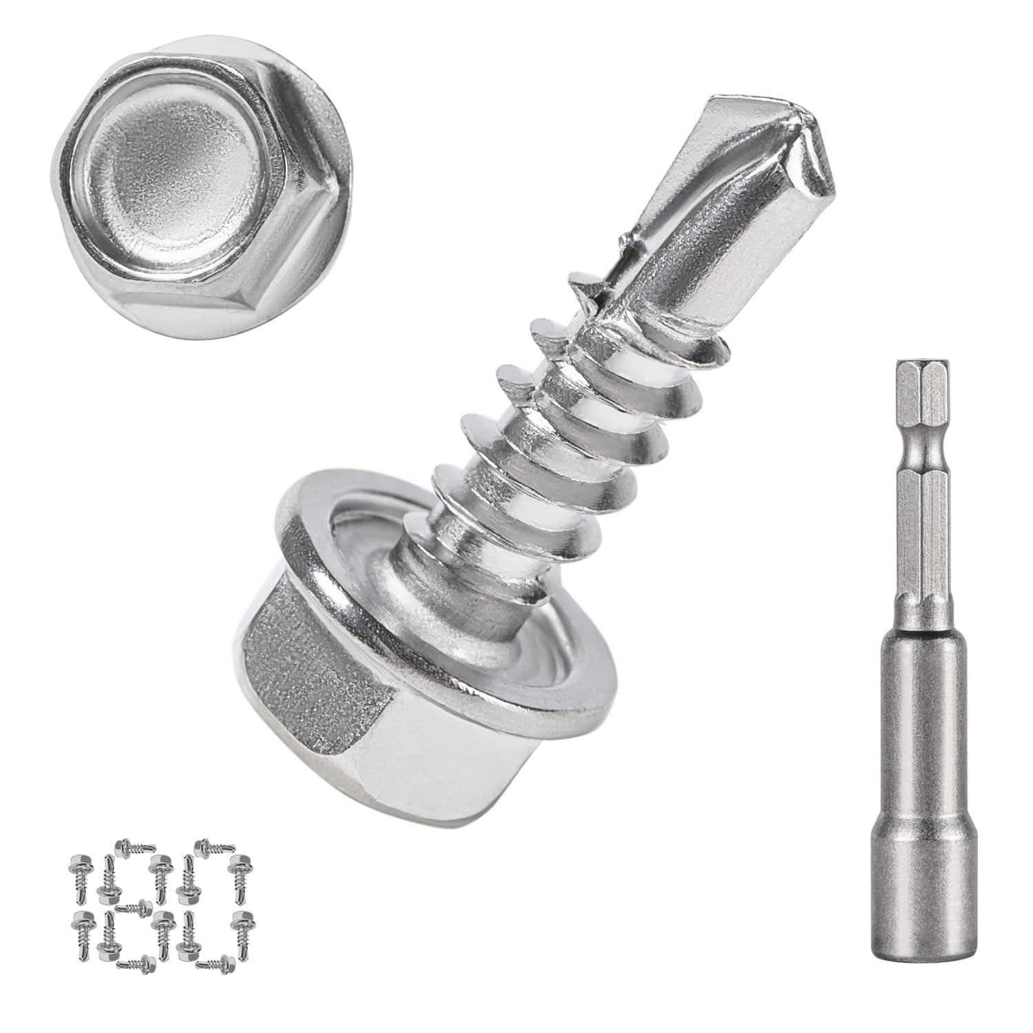 QSJ Stainless Steel Sheet Metal Screws - 120 Pack -14 QSJ Stainless Steel Sheet Metal Screws - 120 Pack -14