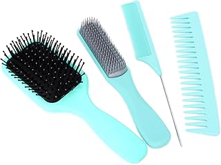 Conjunto de escova de cabelo para desembaraçar e pente de cabelo, resistência ao calor ajuda no crescimento do cabelo Conjunto de escova de cabelo para cabelos grossos para cabelos lisos