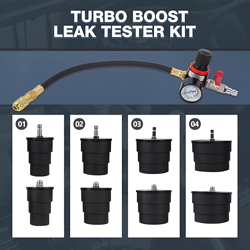 Miniatura 3 de Probador de fugas del sistema Turbo, kit de probador de fugas Turbo Boost de 10 piezas con medidor de presión, sistema turbo, probador de fugas de
