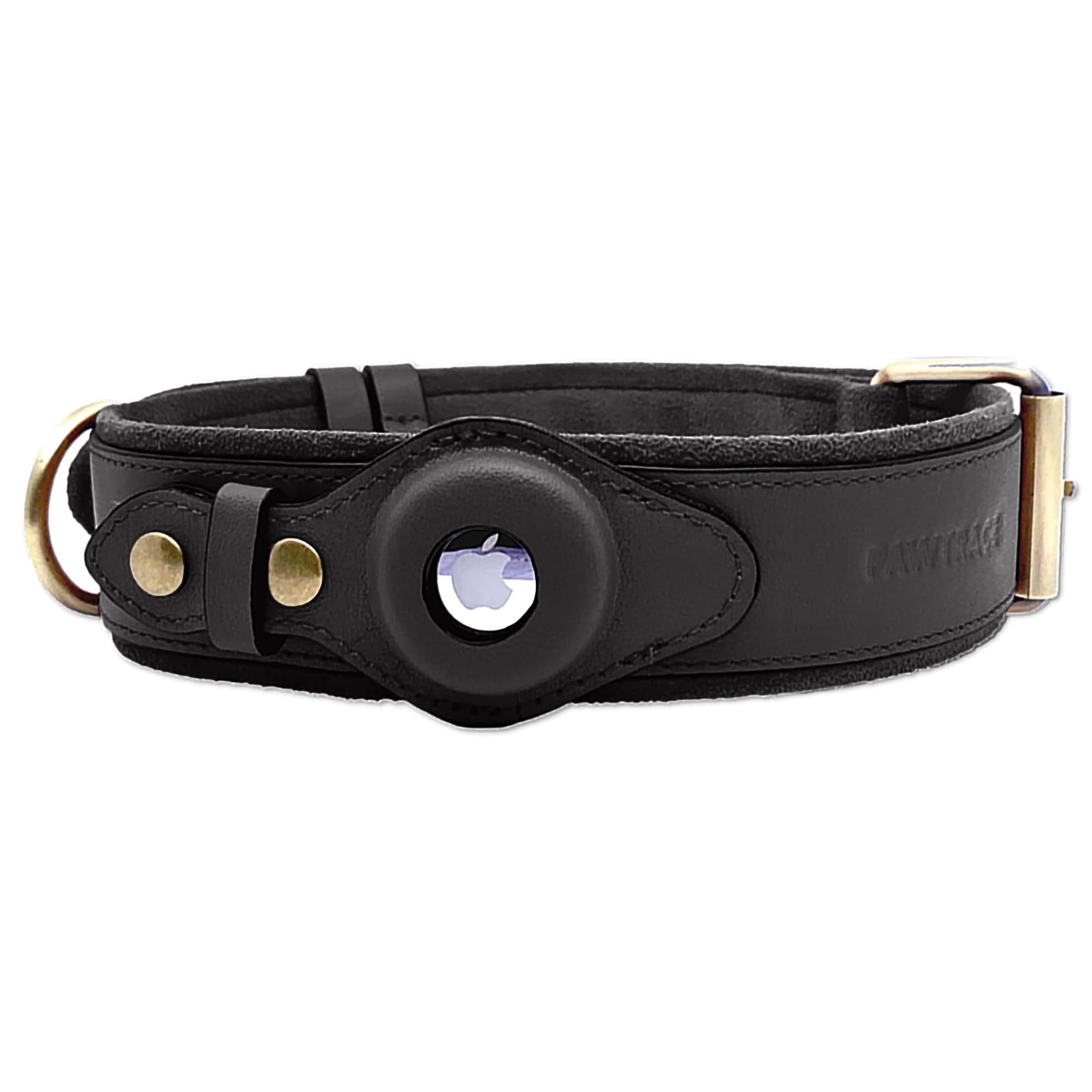 Leder-Hundehalsband Mit AirTag-Fach – Verstellbar, Größe L (Halsumfang 37–47 Cm), Schwarz