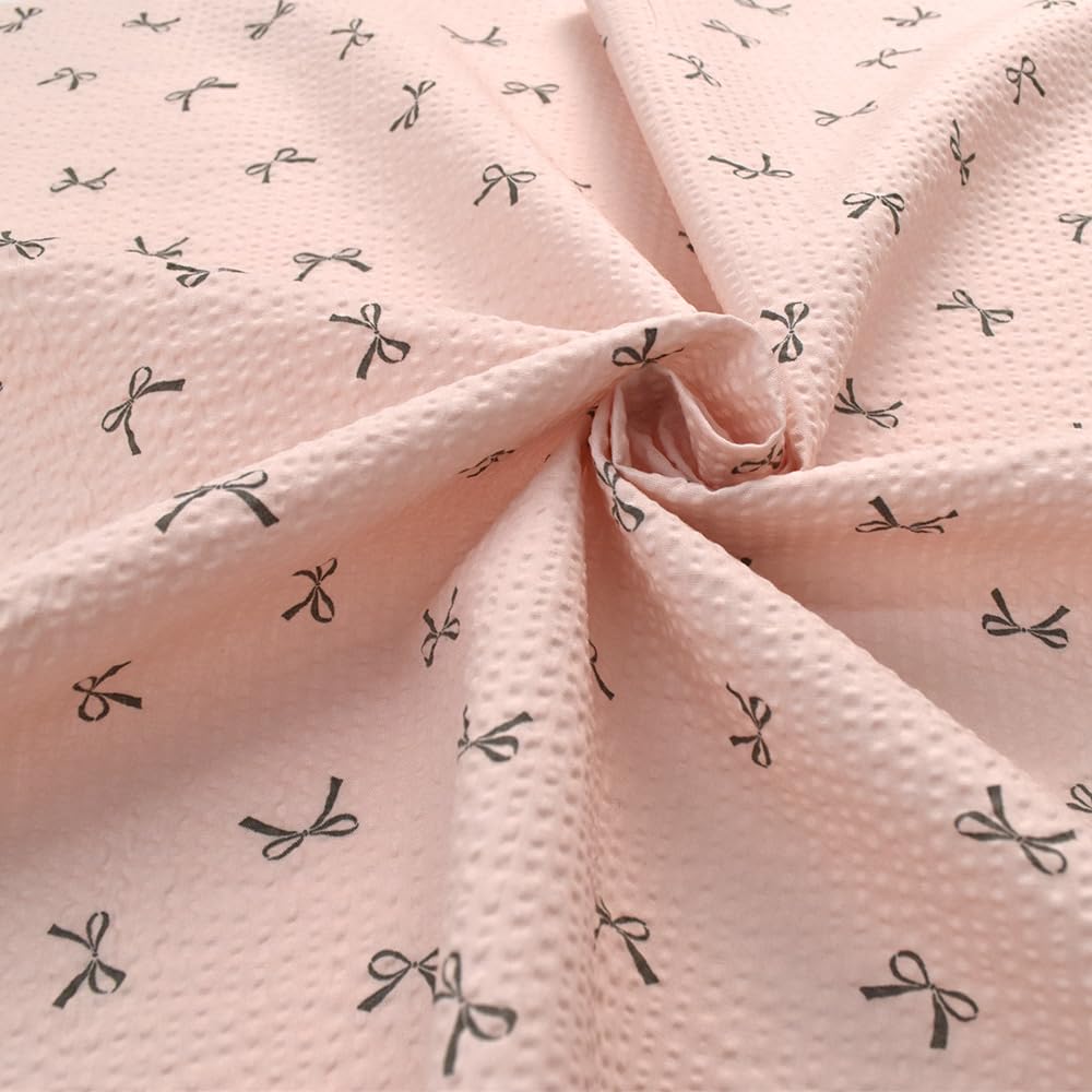 Amazon | MYmama クラッシーリップル生地 リボン柄 綿100% 110cm幅 50cm単位販売 布 国産 ファブリック 手芸用品  (ベージュ) | 布・生地 通販