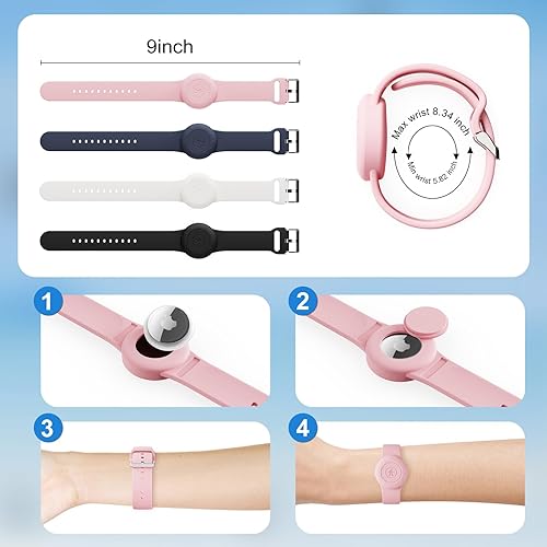 Miniatura 7 de Pulsera AirTag impermeable para niños, pulsera Airtag, reloj Airtag para niños oculto de silicona suave y ligero GPS para Apple AirTag