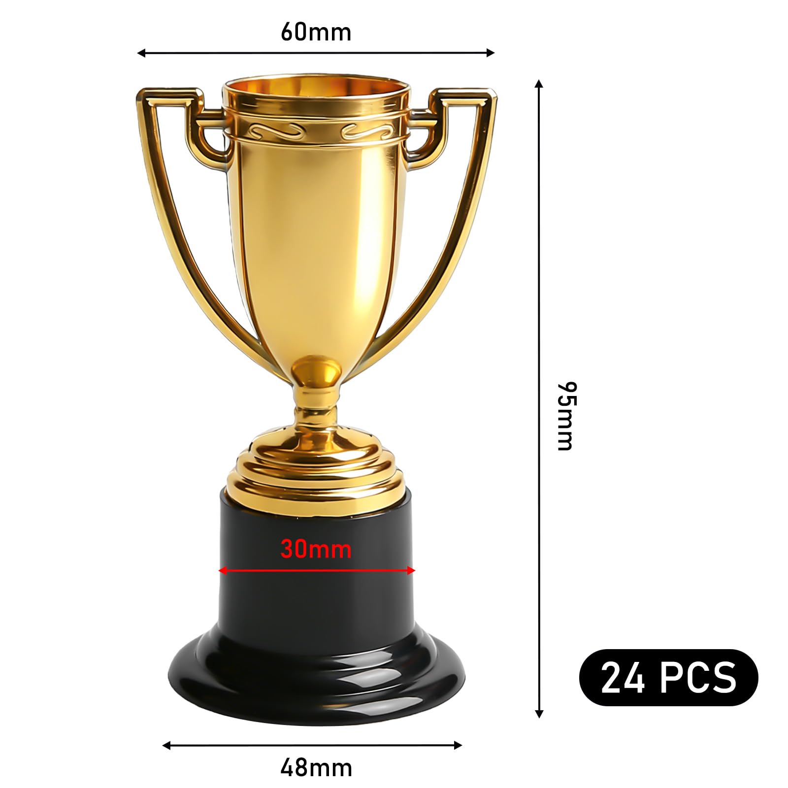 Aicharynic Lot de 24 trophées pour enfants, mini trophées pour enfants, mini trophées dorés, pour salle de classe, école, récompenses, accessoires