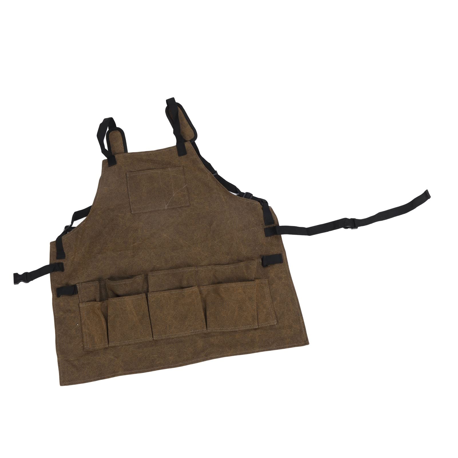 Gardening Canvas Apron Heavy Duty Strap Bib Apron with 11 Pockets Multifunctional Work Apron for Garden Kitchen Coffee Shop Bar Restaurant Art Painting Woodworking Durable Canvas
