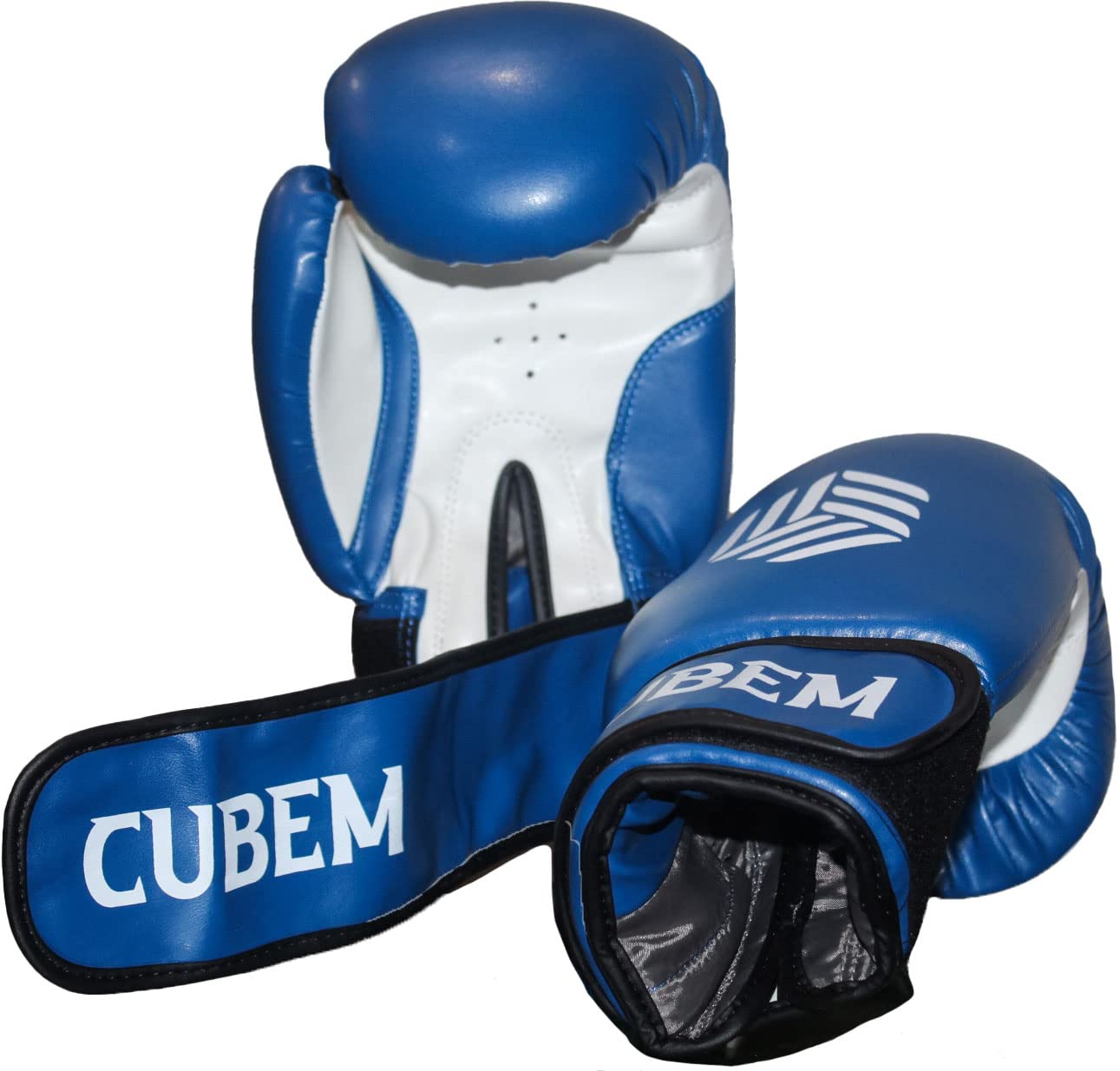CBM271 rękawice bokserskie, skórzane, biało-niebieskie, do muay thai, kickboxingu, worek bokserski