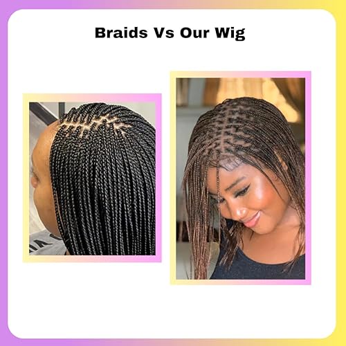 Miniatura 5 de Peluca trenzada tipo caja, pelucas trenzadas sin nudos para mujeres negras, con gorra de encaje suizo completo 360 sin pegamento y cabello humano de