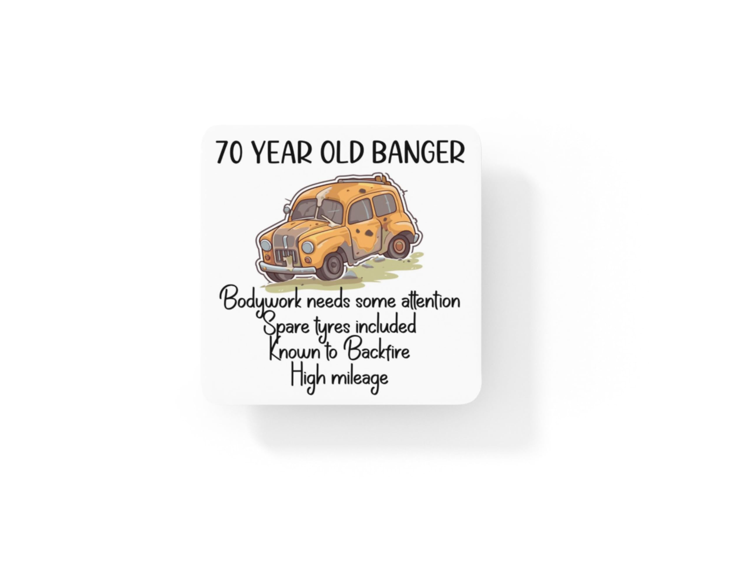 Decalarama Multicolor Birthday Coaster Gift – 70 Year Old Banger - Known To Backfire - Fun Cute Birthday Novelty Present