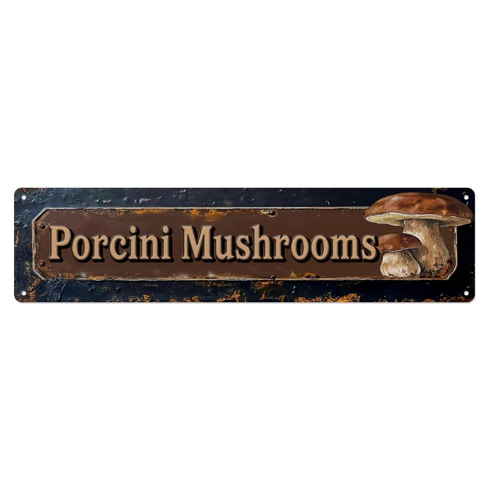 Vintage Porcini Mushrooms Earthy Farmhouse Metal Tin Sign