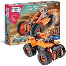 Clementoni - 52535 - Mon Atelier De Mecanique - Buggy and Quad Friction - Construction Set - French Version, Made in Italy, 8 Years and Up