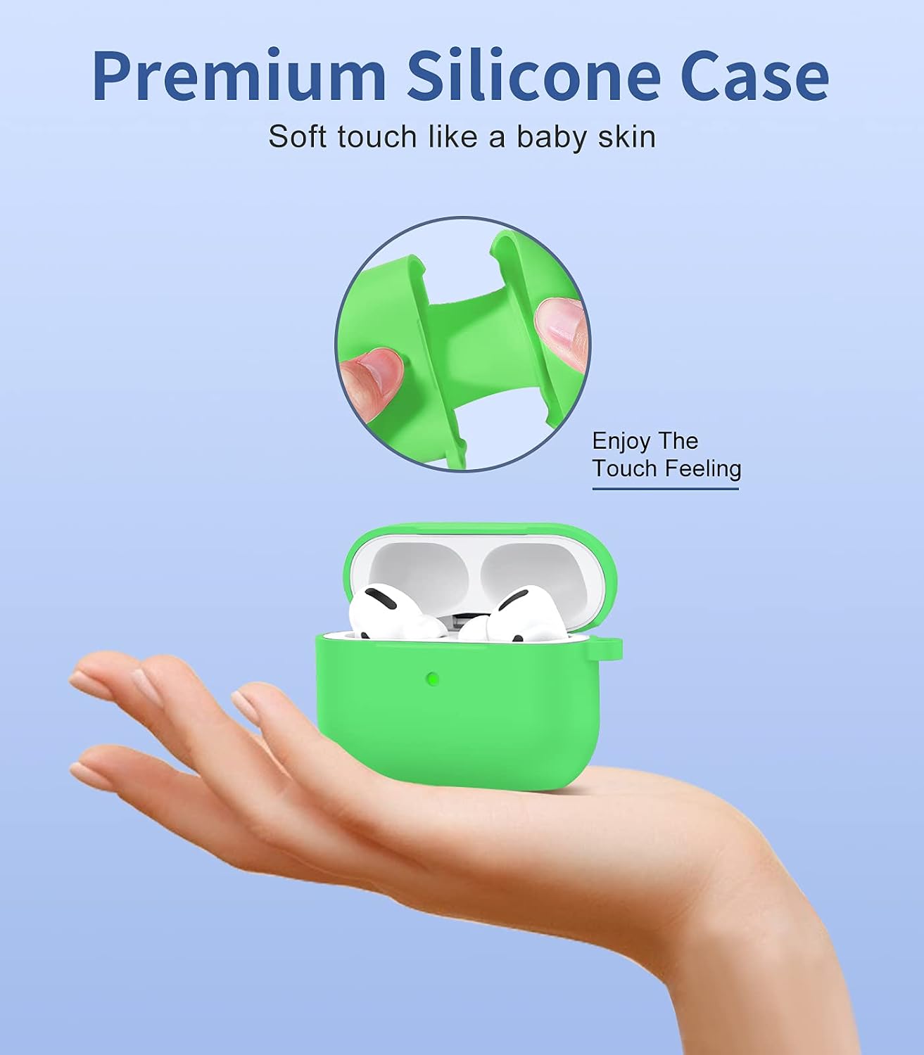 MARGE PLUS for Airpods Pro Case Cover, Premium Silicone Cover Shock Resistant Case with Carabiner Compatible with Airpods Pro [Front LED Visible]
