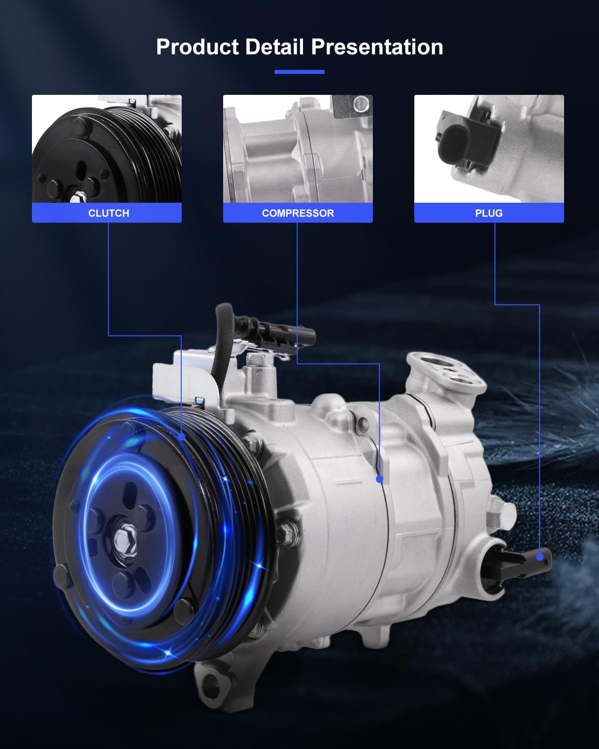 ECCPP AC Compressor 2013-2015 for Cadillac ATS 3.6L 2014-2015 for Cadillac CTS 3.6L Air Conditioning Compressor