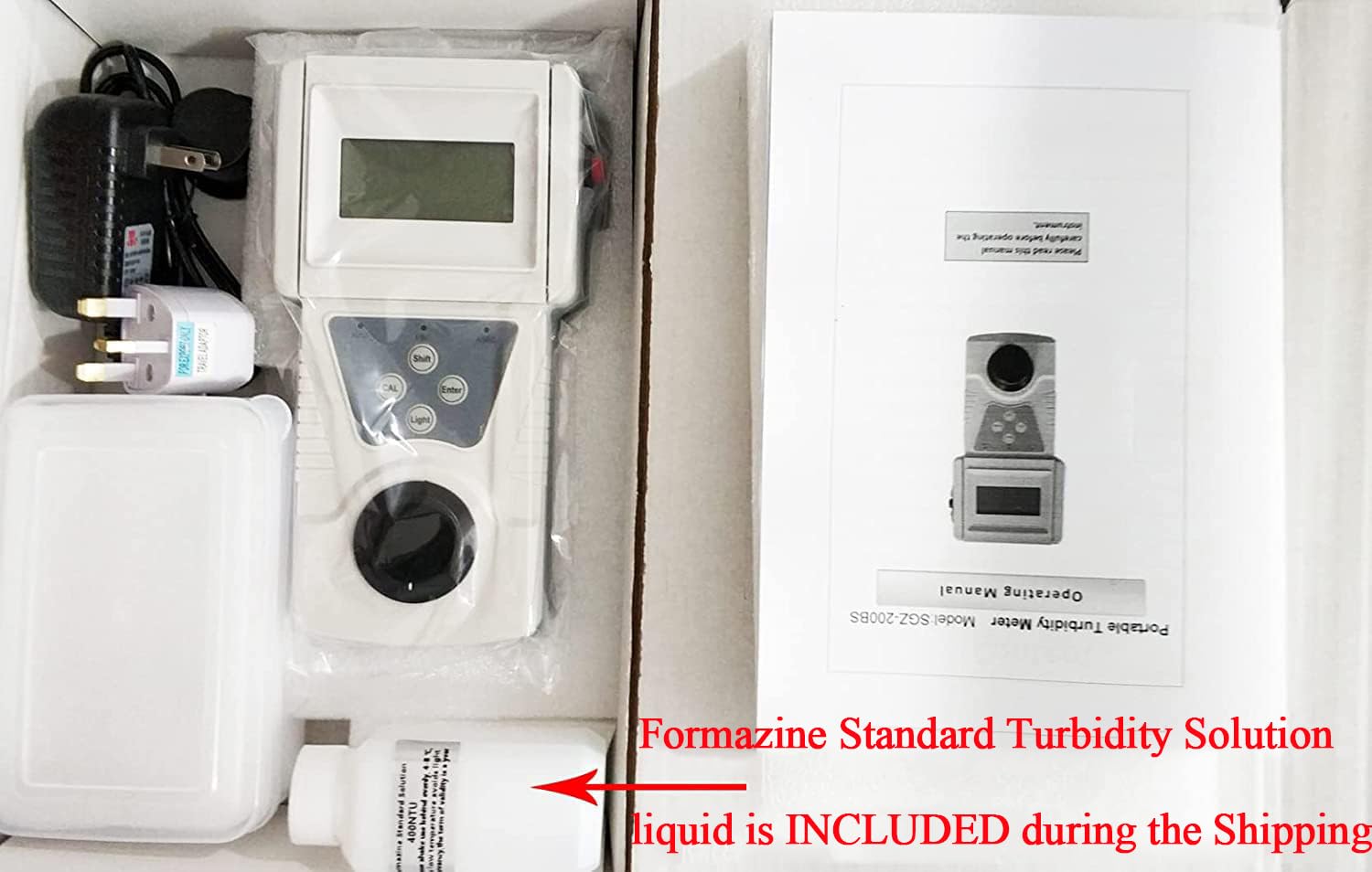 Cyfrowy tester miernik turbidymetru Analizator z zakresem od 0 do 200 NTU minimalne wskazanie 0,1 NTU standardowe rozwiązanie