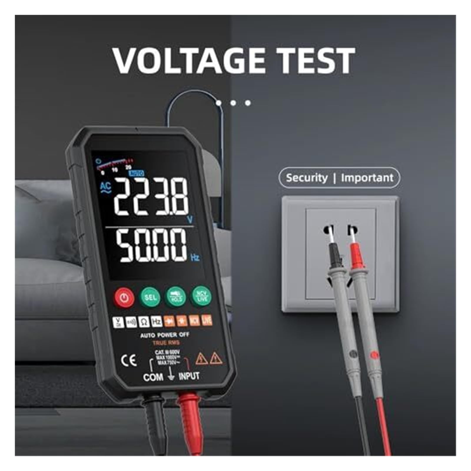 Multimetr cyfrowy Napięcie prądu stałego AC 6000 zliczeń Tester automatycznej zmiany zakresu True RMS z bezkontaktowym wykrywaniem napięcia (FY107B)(FY107A)