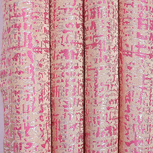 Image of Purav Light Jacquard Curtains Set of 3 Piece 5 Feet Long for Window & Living /Bedroom, Room Darkening Jute Polyester Weaved Parda, 3PC (Window - 5 Feet,Pink)