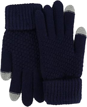 Gloves Winter Gloves, Fleece-lined, Thick, Windproof, And Cold-proof, Simple Knitted Wool -black